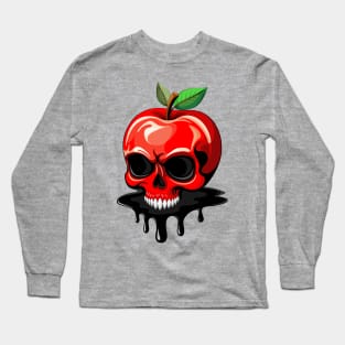 Skull Apple Poisoned Deadly spooky Fruit Long Sleeve T-Shirt